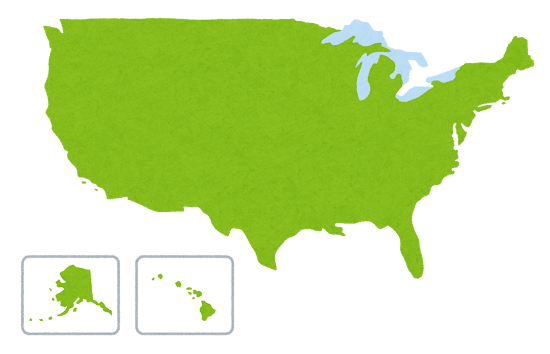 アメリカ合衆国の地図のイラスト
