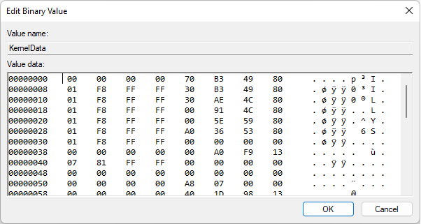 Result in registry editor