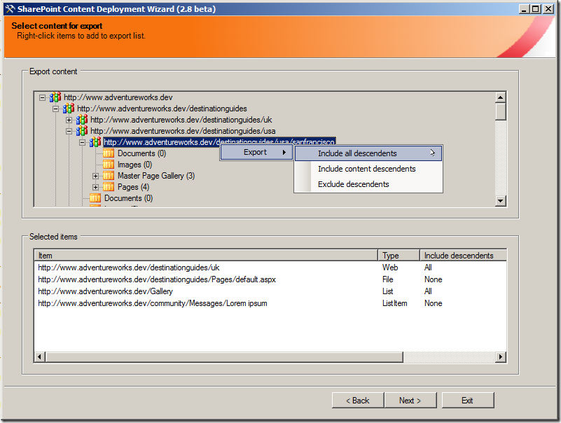 SharePointContentDeploymentWizard